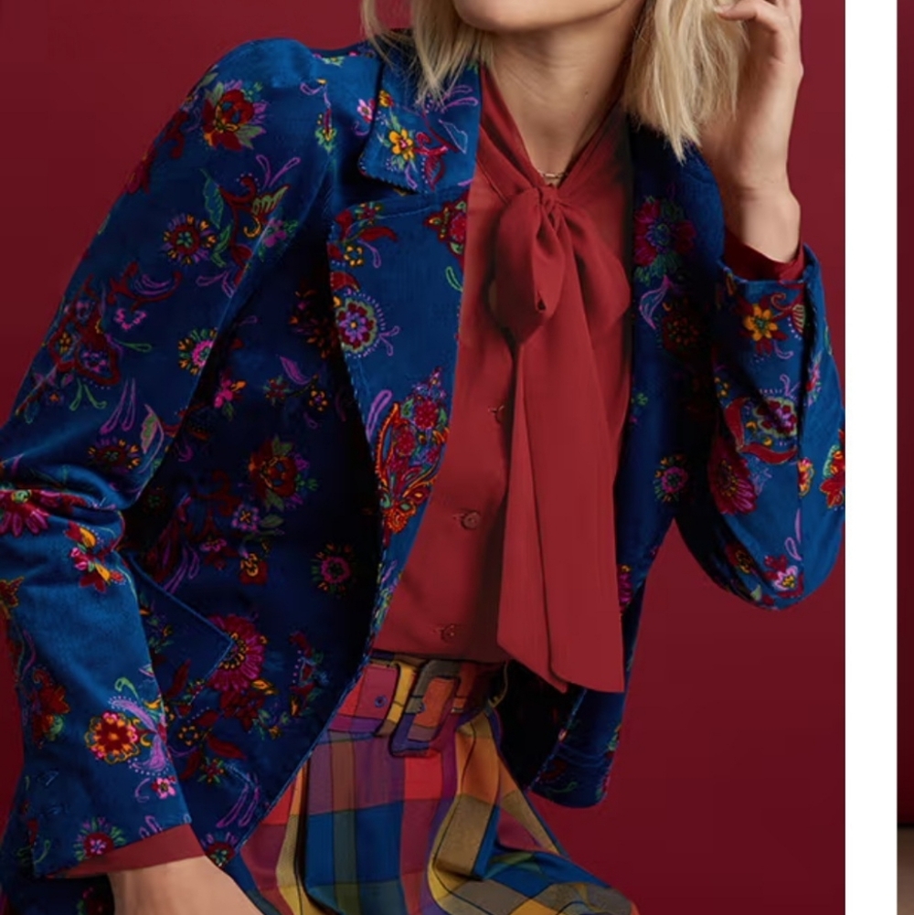 Modcloth Blue Floral Blazer Jacket - Picture 13 of 14